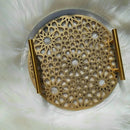 Islamic Pattern Wooden Sweets Tray With Acrylic Top - Gold/Silver - myhomestore.com.pk