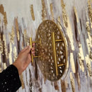 Islamic Pattern Wooden Sweets Tray With Acrylic Top - Gold/Silver - myhomestore.com.pk