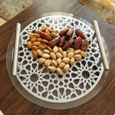 Islamic Pattern Wooden Sweets Tray With Acrylic Top - Gold/Silver - myhomestore.com.pk