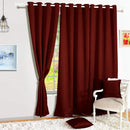Plain Dyed Eyelet Curtains with linning (Meroon) - myhomestore.com.pk