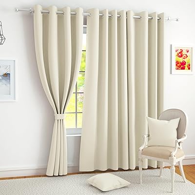 Plain Dyed Eyelet Curtains with linning ( white)