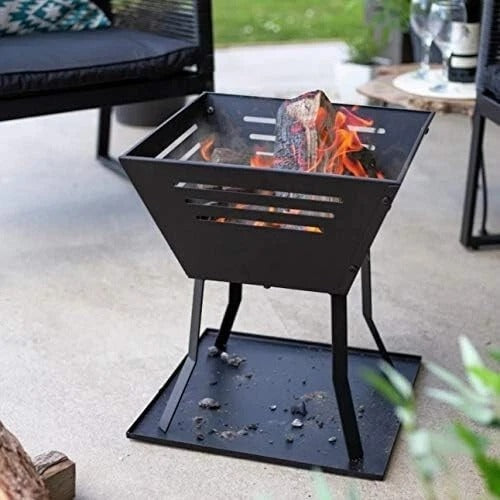 La Hacienda Square Basket Fire Pit | Modern Patio Heater & Log Burner