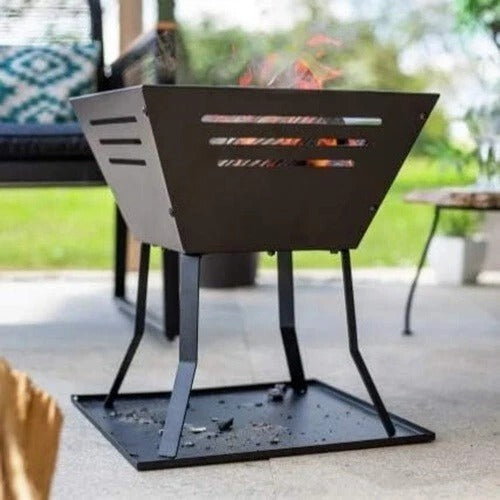 La Hacienda Square Basket Fire Pit Modern Patio Heater Log Burner
