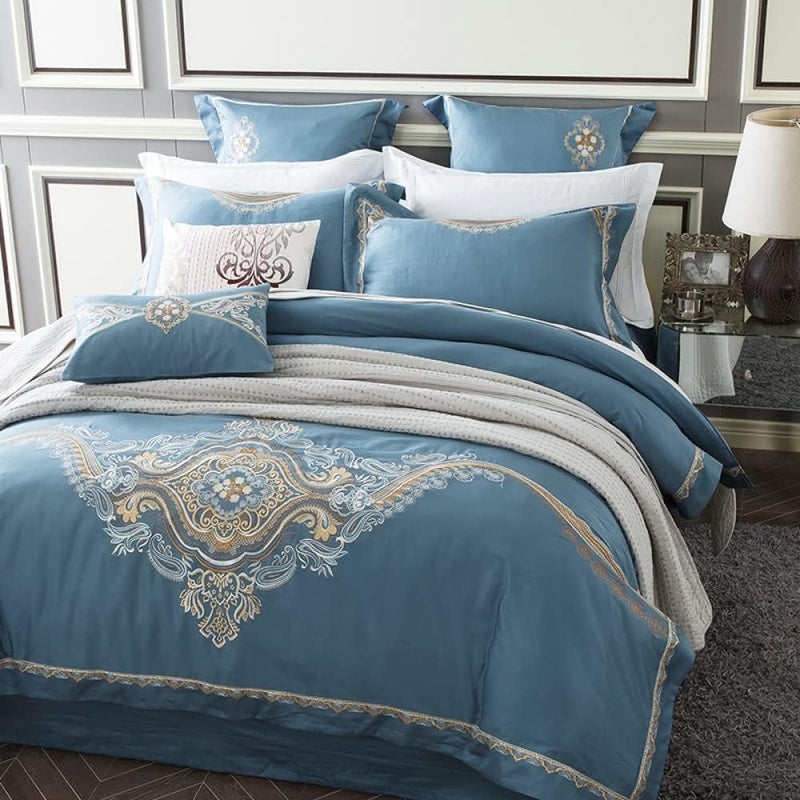 Navy Stitch Embroidery Duvet Set