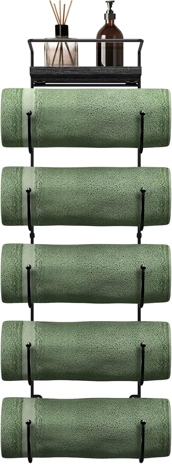 Sorbus Wall Mounted Towel Rack – Space-Saving Metal Towel Holder for Rolled Bath Towels