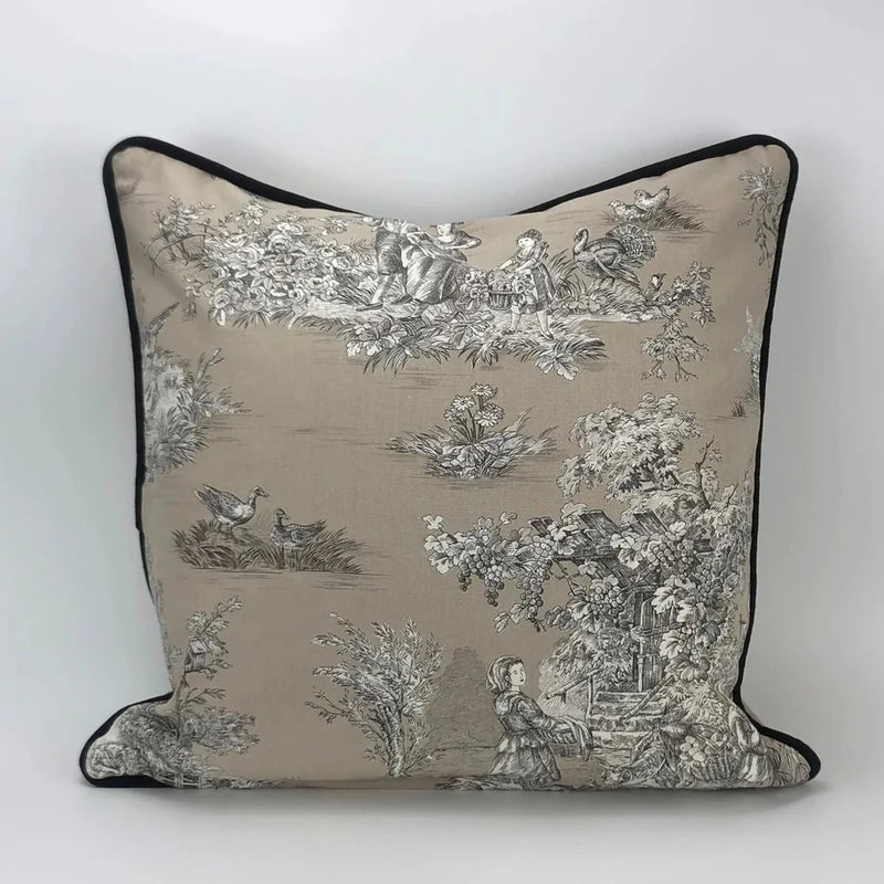 Beige & Black Dior Style Decorative Cushion Cover