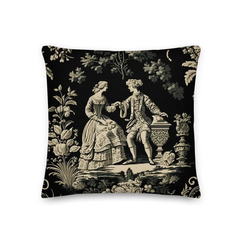 Black Dior Toile Printed Cushion Cover
