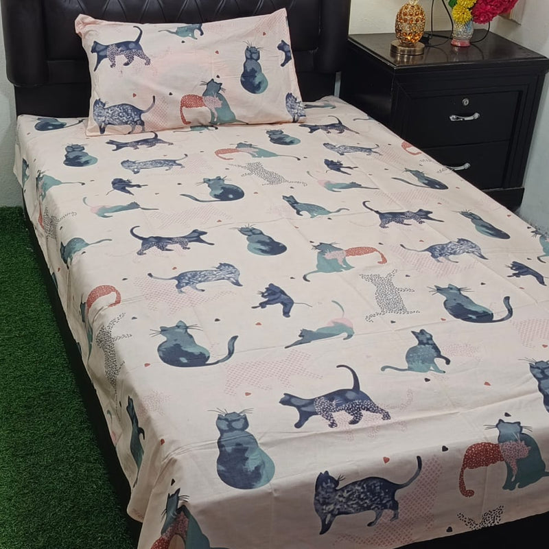 Kids Cartoon Bed-sheet Cat Desgin