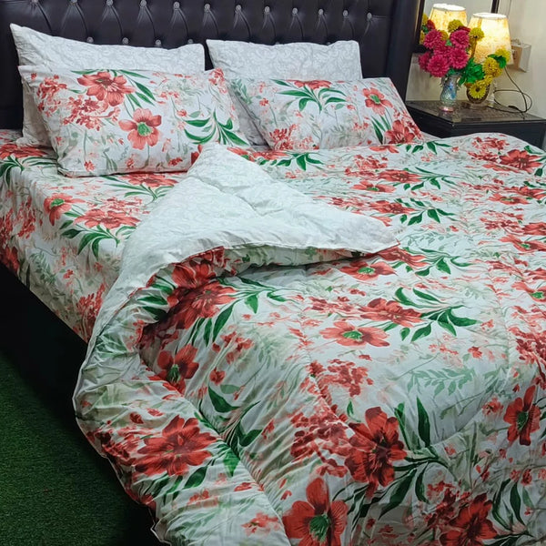 Red Garden Bloom Comforter Set– Fresh & Elegant Bedroom Style