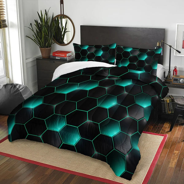 Neon Hexagon Glow Kids Bed-Sheet