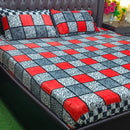 Stylish Red, Black & White Checkered Fleece Bed Set