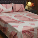 Pink and White Geometric Print Cotton Bedsheet