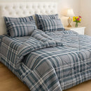 Luxury Blue Plaid Bedding Set – Warm Quilted Bed Set for Winter