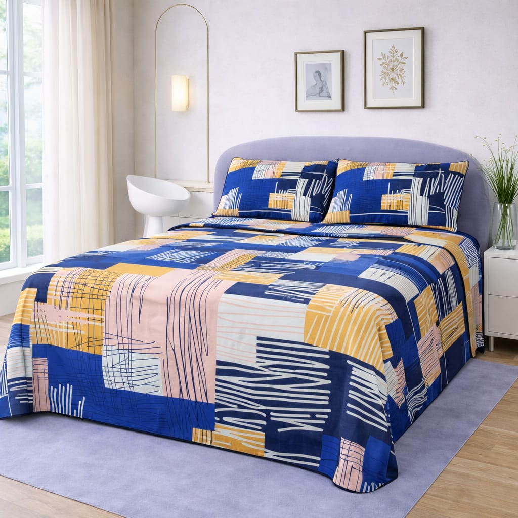 Abstract Printed Bedsheet  – King Size Bedding