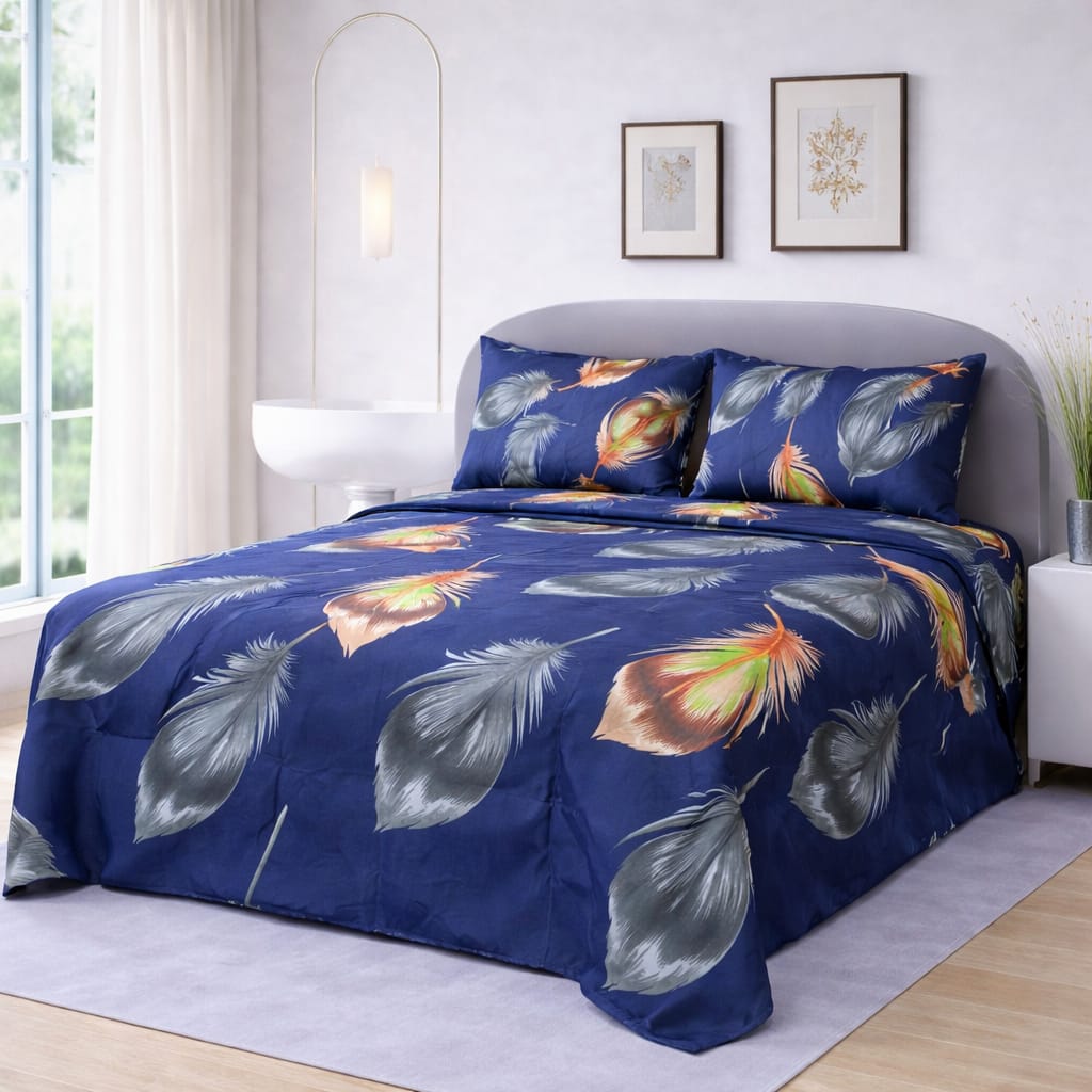 Royal Plume Printed Bedsheet – King Size Bedding