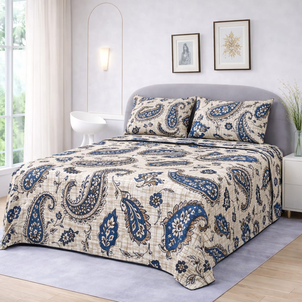 Rustic Floral Printed Bedsheet  – King Size Bedding