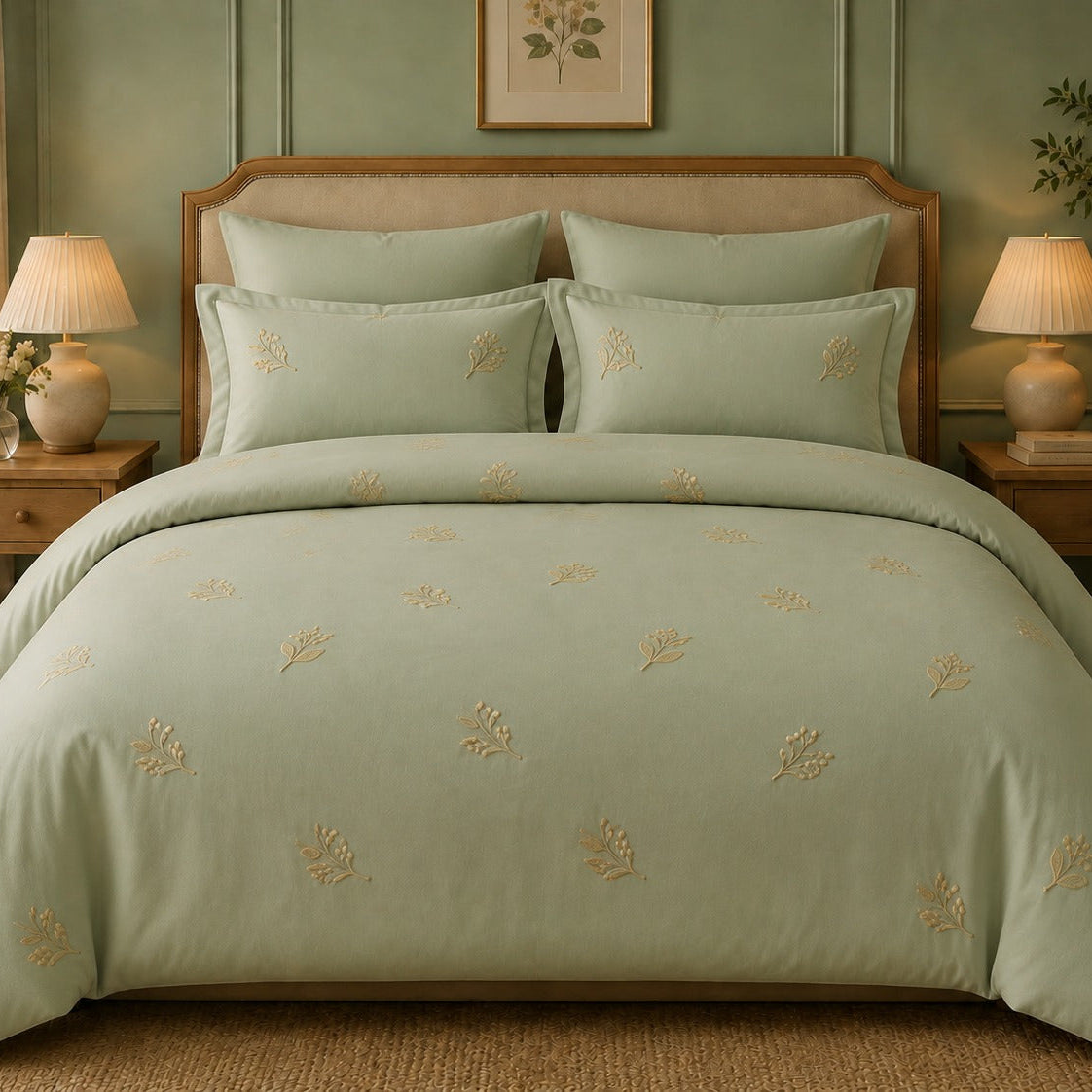 Willow Branch Embroidered Premium Bedding Set