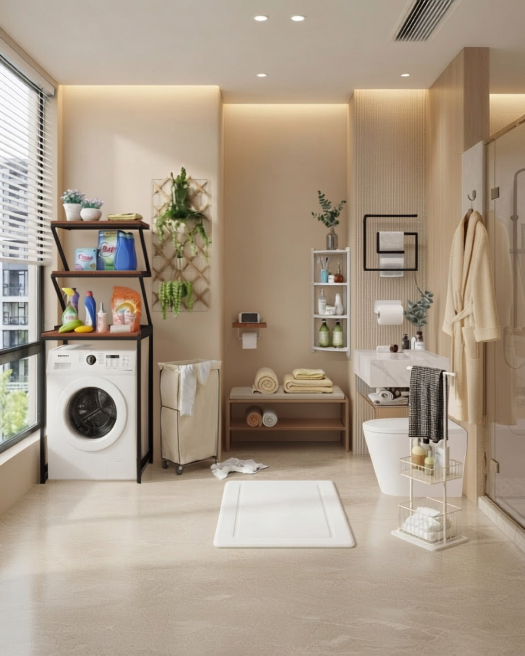 Complete Modern Bathroom Setup – Storage, Laundry & Bath Accessories Package