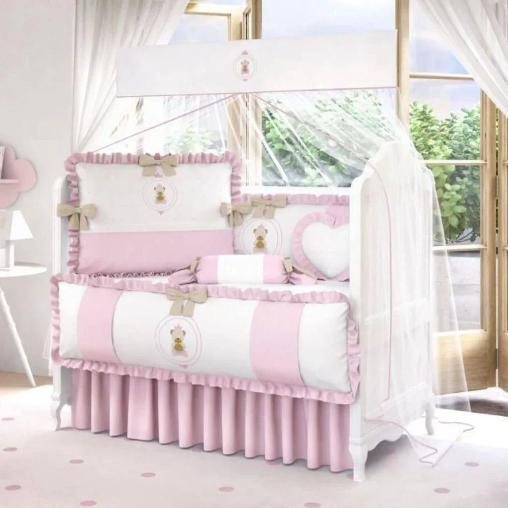 White And Brown Baby Cot Set - myhomestore.com.pk