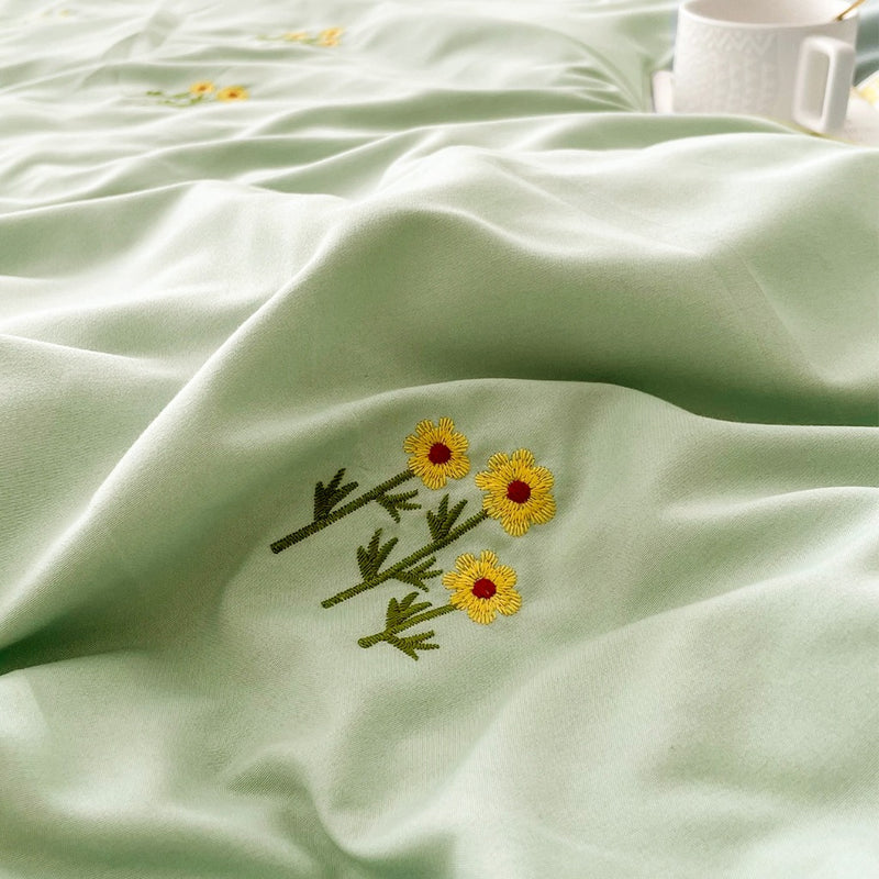 Sunflower Embroidered Bedsheet