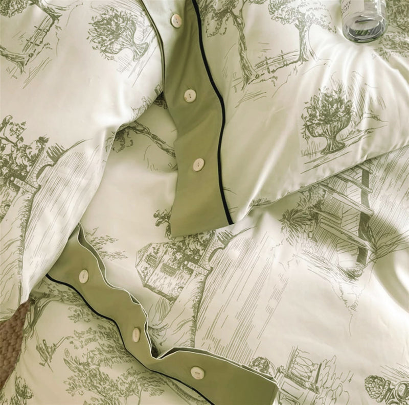 Retro Pastoral Style Printed Bedding Duvet Set