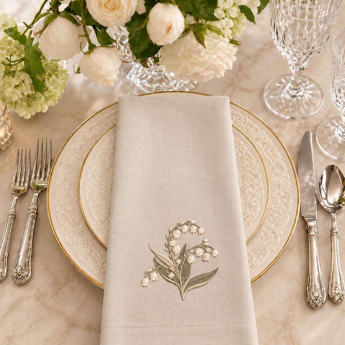 Premium Cotton Table Mat with Embroidered Floral Design