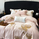 Cotton Satin Flower Embroidery Duvet Set - myhomestore.com.pk