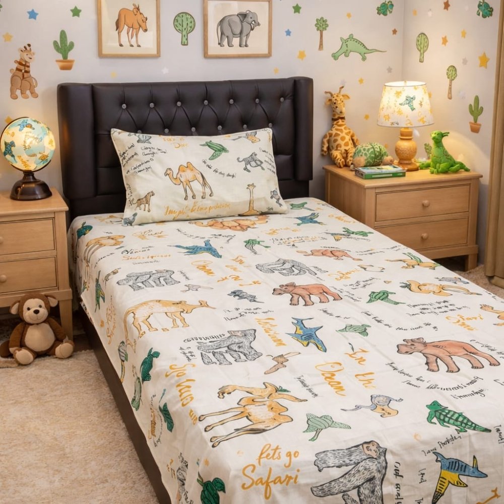 Animal Kingdom Printed Kids Bed - sheet - myhomestore.com.pk