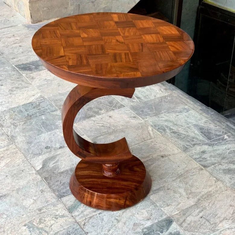 Antique Design Wooden Round Coffee Table - myhomestore.com.pk