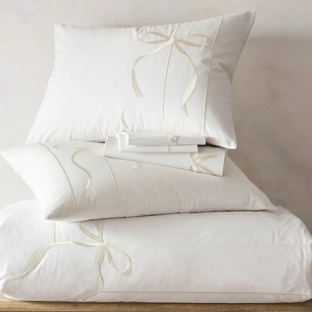 Aubree Bow Embroidery Duvet Set– Elegant & Timeless Bedding - myhomestore.com.pk