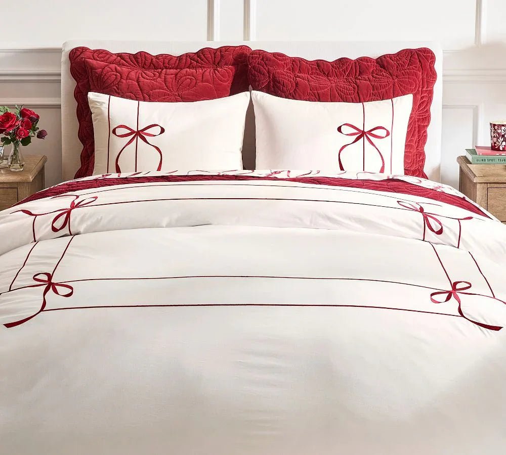 Aubree Bow Embroidery Duvet Set– Elegant & Timeless Bedding - myhomestore.com.pk