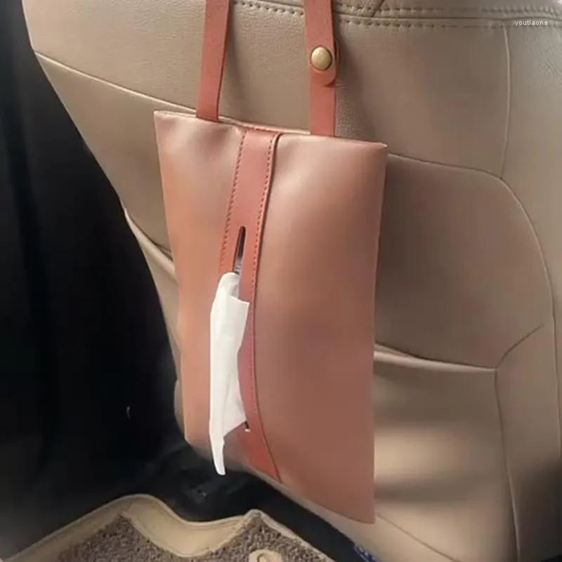 Car Mounted Leather Tissue Bag