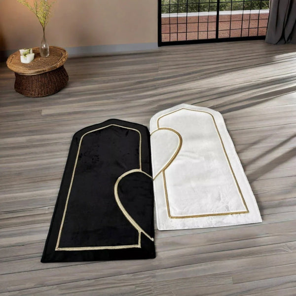 Personalized 2 Prayer Mat Set with Heart Design( embroidered)