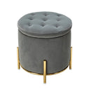 Velvet Round Storage Ottoman with Removable Lid, Gold Metal Legs - myhomestore.com.pk