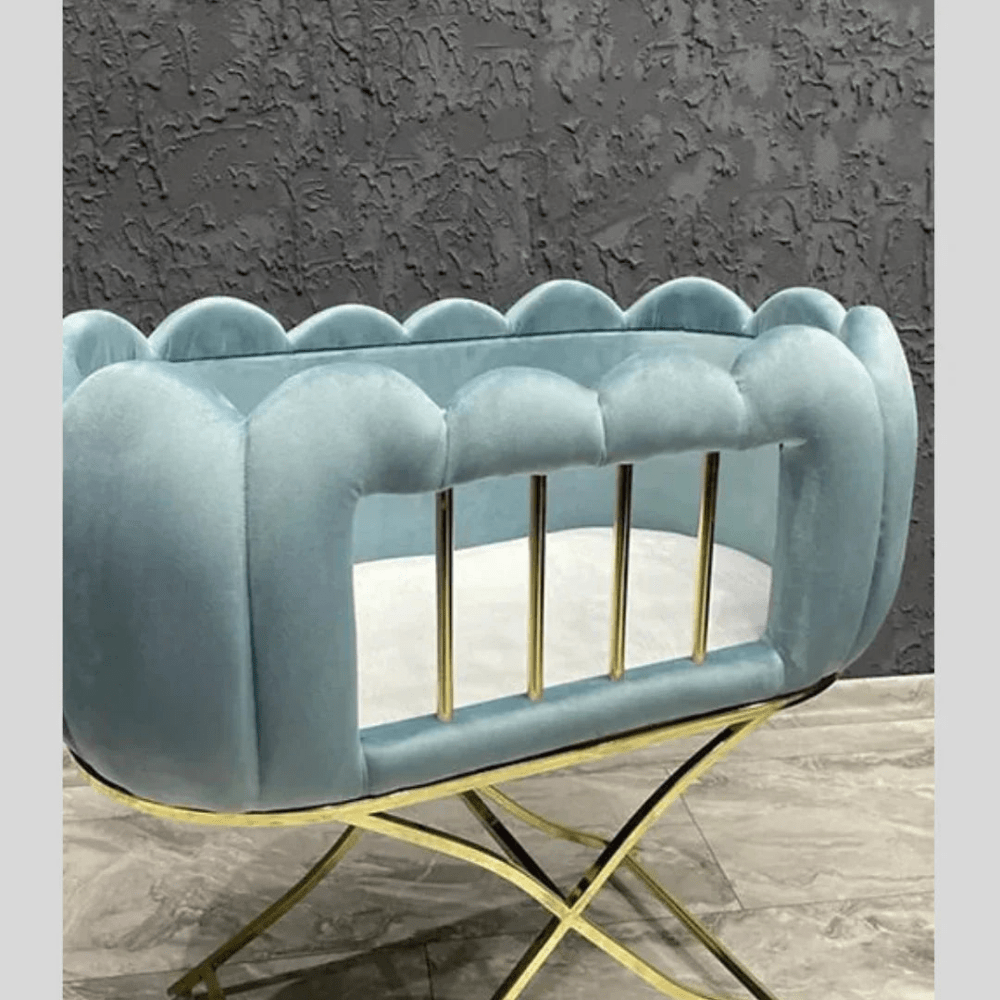 BABY CHESTER VELVET TUFTED BASSINET - myhomestore.com.pk