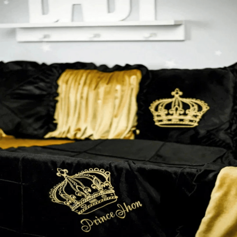 Baby Cot Set Black with Gold - myhomestore.com.pk