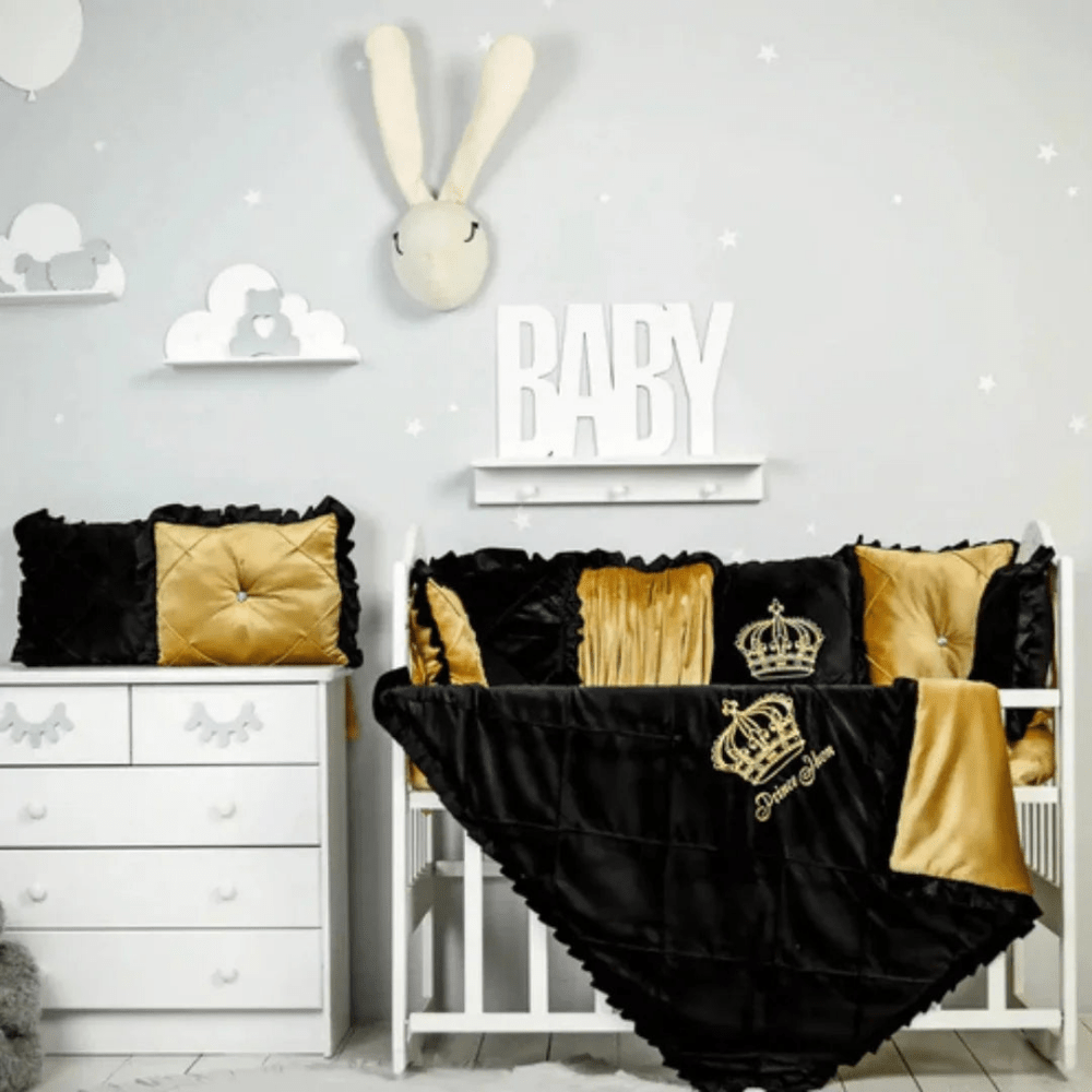 Baby Cot Set Black with Gold - myhomestore.com.pk