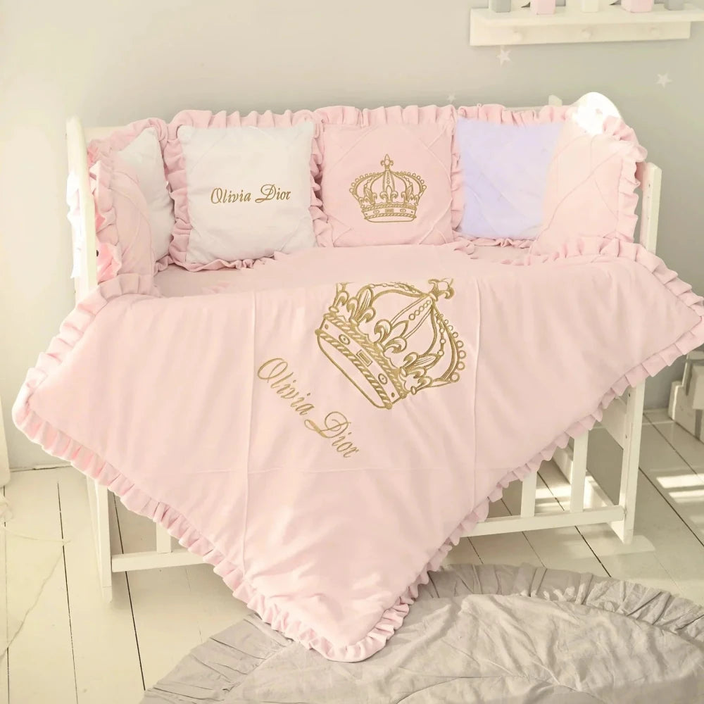 Baby Cot Set ( Pink Princess Crown ) - myhomestore.com.pk