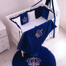 Baby Cot Set( Prince Crown White with Blue) - myhomestore.com.pk