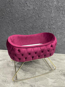 Baby Cradle and Round Puff Velvet Tufted Bassinet - myhomestore.com.pk
