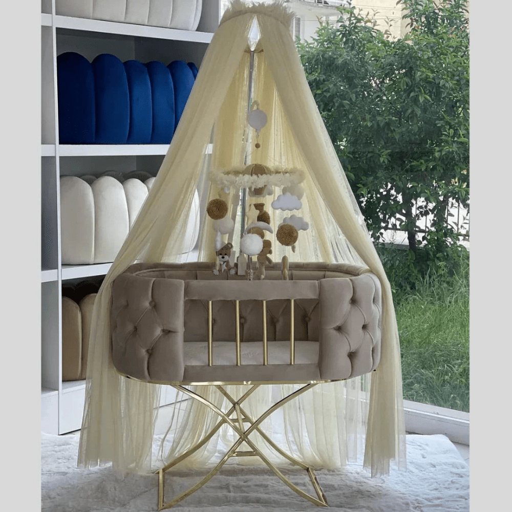 Baby Velvet Tufted Bassinet - myhomestore.com.pk