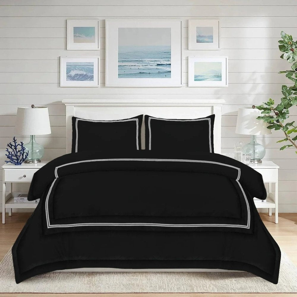 Baratta Comforter Set (Black with White Bratta Stitch) - myhomestore.com.pk
