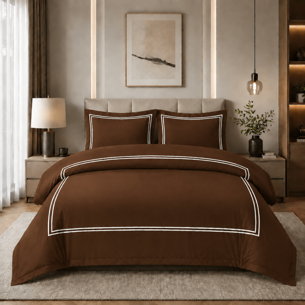 Baratta Comforter Set (Brown with White Bratta Stitch) - myhomestore.com.pk