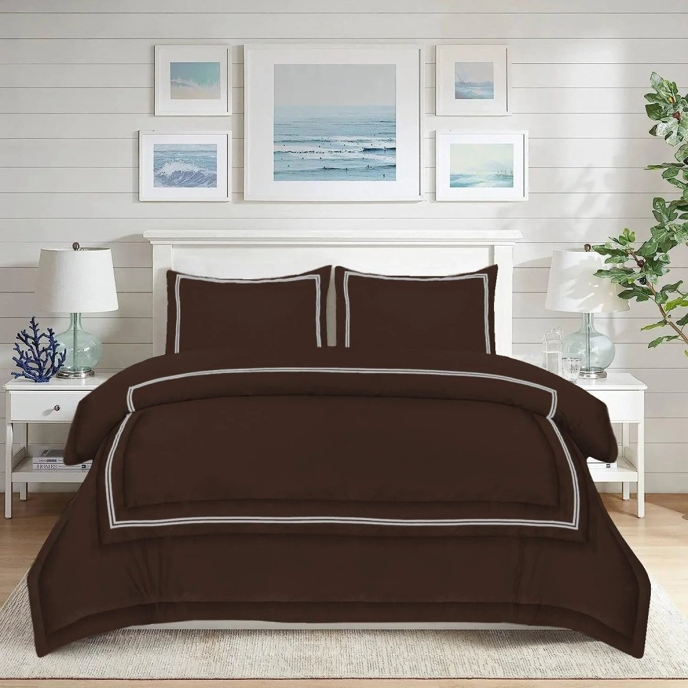 Baratta Comforter Set (Brown with White Bratta Stitch) - myhomestore.com.pk
