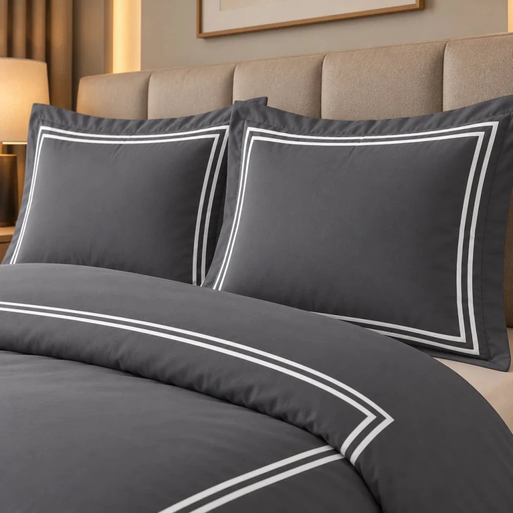 Baratta Comforter Set (Grey with White Bratta Stitch) - myhomestore.com.pk
