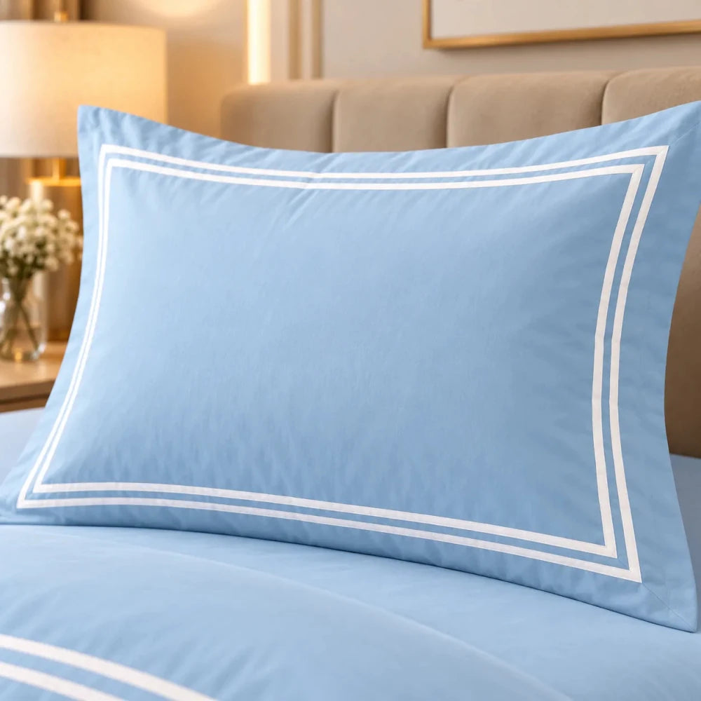 Baratta Comforter Set (sky blue with White Bratta Stitch) - myhomestore.com.pk