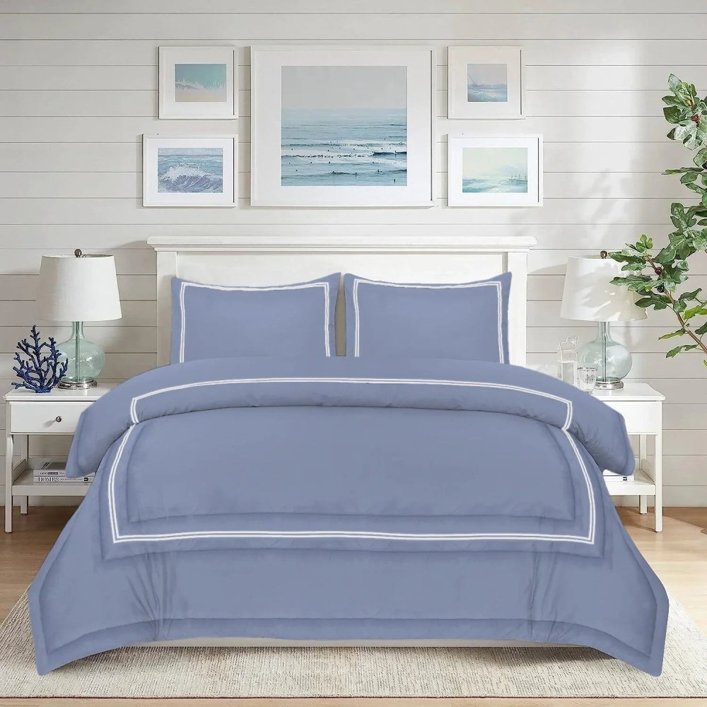 Baratta Comforter Set (Sky Blue with White Bratta Stitch) - myhomestore.com.pk