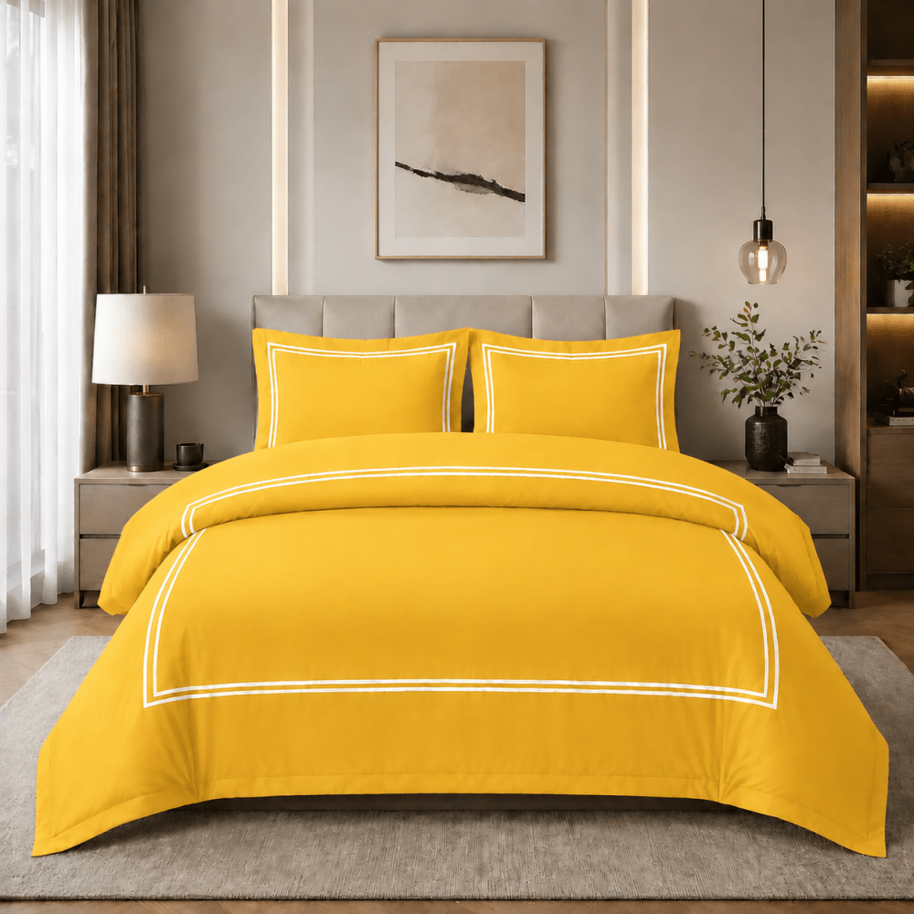 Baratta Comforter Set (yellow with White Bratta Stitch) - myhomestore.com.pk