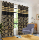 Black with Golden Jacquard printed curtains - myhomestore.com.pk