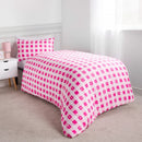 Pink Check Printed Bedspread - myhomestore.com.pk